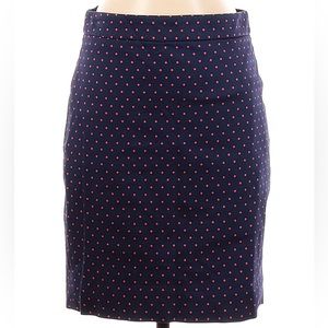 J. Crew The Pencil Skirt - Navy/Red Polka-￼Dots
